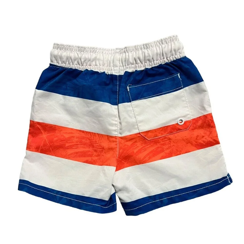 Place Sport 12-18m Blue White Orange Striped Swim Trunks